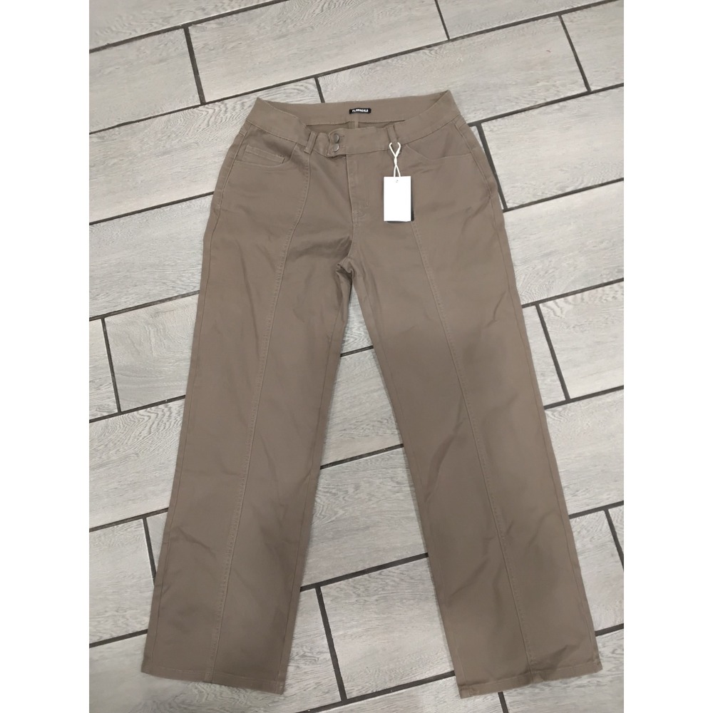 Flamingals Womens XL Taupe Brown Wide Leg High Waisted Trousers Pants New